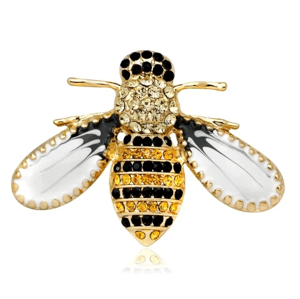 Velká zlatá brož ve tvaru hmyzu se zirkony, bižuterní slitina, 3 cm x 4,1 cm
