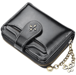 Malá dámská peněženka v retro stylu, černá kvalitní umělé kůže, 9x12x3 cm