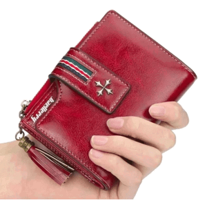 Malá Retro Dámská Peněženka, Červená, ekologická umělá kůže, 9x12x3 cm