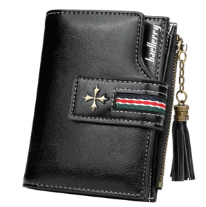 Malá dámská peněženka v retro stylu, černá, ekologická umělá kůže, 9x12x3 cm