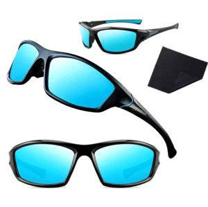 Pánské sluneční brýle s polarizací a modrým zrcadlovým sklem, UV-400 kat. 3 filtr, matný černý rám