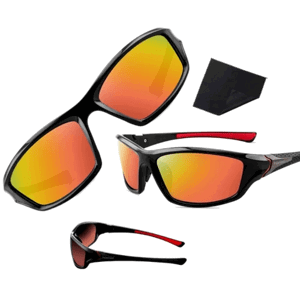 Pánské polarizační sluneční brýle s oranžovými zrcadlovými skly, matný černý rám, UV-400 kat. 3 filtr