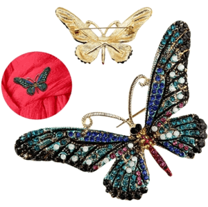 Elegantní Brož Motýl s Barevnými Zirkony, Bižuterní Slitina, 7.8 cm * 4 cm