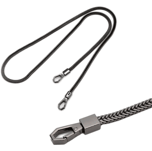 Univerzální kovový řetízek na kabelku, černý, délka 120 cm, šířka 7 mm