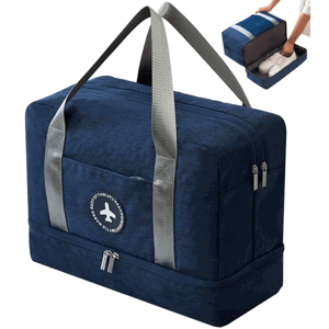 Prostorná vodotěsná cestovní taška do tělocvičny, tmavě modrá, nylon Oxford, 39x30x18 cm