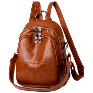 Unisex školní batoh A4, hnědý, z kvalitní umělé kůže, 30x25x10 cm
