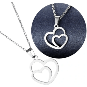 Elegantní náhrdelník srdce z chirurgické oceli 316L, stříbrný, délka 45 cm