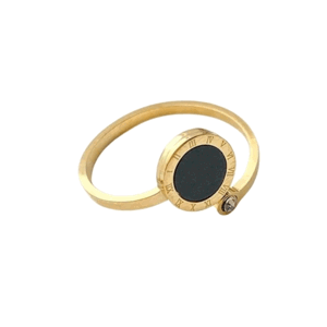Camerazar Nastavitelný zlatý prsten z chirurgické oceli Římské hodiny se zirkony