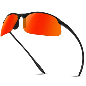 Camerazar Univerzální řidičské brýle s polarizací, sportovní design, zrcadlové červené