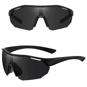 Camerazar Pánské sportovní sluneční brýle, velké, s polarizačními skly, černé