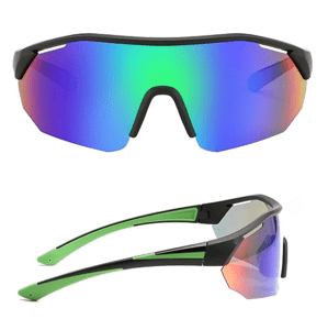 Camerazar Pánské zrcadlové sluneční brýle polarizované sportovní, velké, černé, s UV ochranou