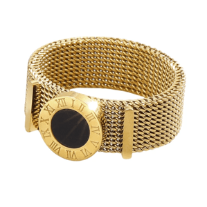 Camerazar Dámský kruhový prsten Římské hodiny, zlatá chirurgická ocel