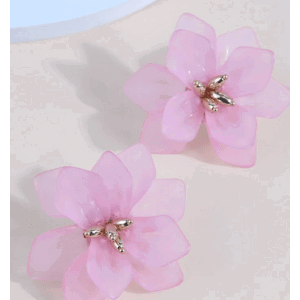 Retro Náušnice s Letními Květinami Boho, Kov a Akryl, 5x6 cm