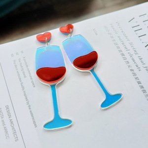 Náušnice Sklenička vína - červené-II