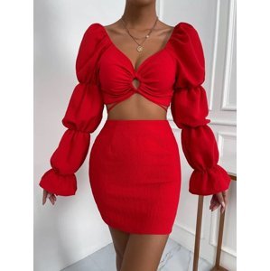 Červený sukňový komplet