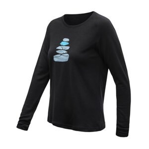 SENSOR MERINO BLEND STONES dámské triko dl.rukáv černá Velikost: XL