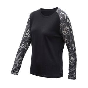 SENSOR MERINO BLEND IMPRESS dámské triko dl.rukáv černá/zebra Velikost: L