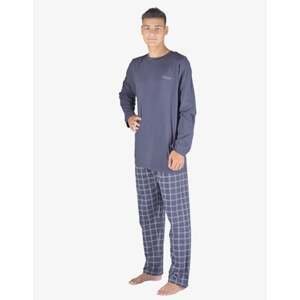 Pánské pyžamo dlouhé GINO 79149P tm.popel sv. šedá M