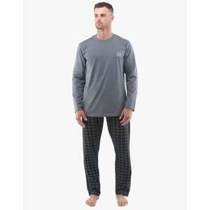 Pánské pyžamo dlouhé GINO 79131P šedá černá XL