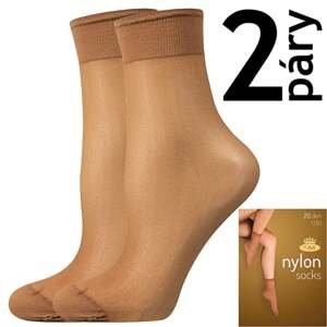 Punčochové ponožky NYLON SOCKS 20 DEN / 2 páry visone uni