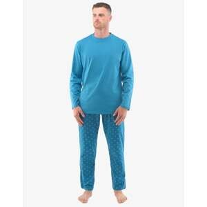 Pánské pyžamo dlouhé GINO 79129P petrolejová měsíc XL