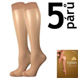 Punčochové podkolenky NYLON KNEE SOCKS 5 párů beige uni