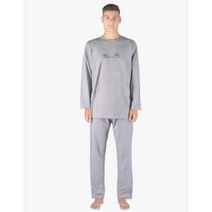 Pánské pyžamo dlouhé GINO 79151P šedá tm. šedá XL