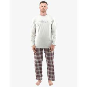 Pánské pyžamo dlouhé GINO 79133P sv. šedá hypermangan XL
