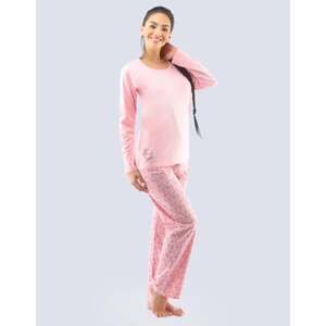 Dámské pyžamo dlouhé GINA 19123P sv. růžová fialovohnědá XL