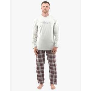 Pánské pyžamo dlouhé GINO 79133P sv. šedá hypermangan 4XL