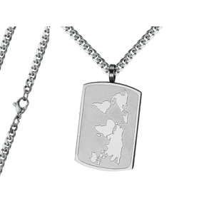 Pánský náhrdelník Známka s mapou Typ řetízku: Řetízek chirurgická ocel 55 cm x 0,35 cm plochý 2637/RET4