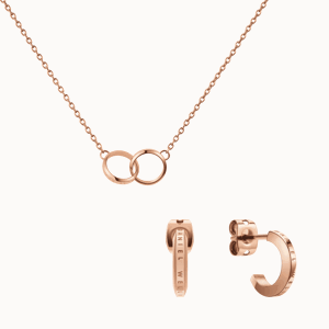 Daniel Wellington DW Elan Unity Necklace + Elan Earrings One size Růžové zlato