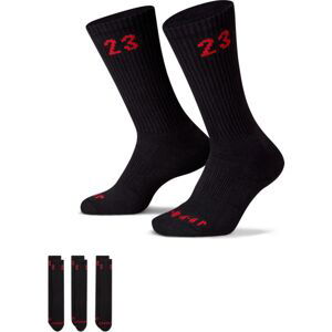 Jordan Essentials 3 Pack Crew Black/Red Socks - Unisex - Ponožky Jordan - Černé - DA5718-011 - Velikost: S