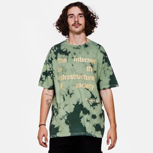 Pleasures Internet Dyed Shirt Green - Pánské - Triko Pleasures - Zelené - P21F049 - Velikost: S