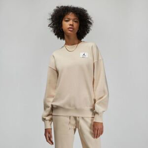 Jordan Essentials Wmns Fleece Crew Sweatshirt Sanddrift - Dámské - Mikina Jordan - Hnědé - DM5189-126 - Velikost: L