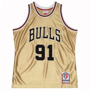 Mitchell & Ness Chicago Bulls Dennis Rodman 75th Gold Swingman Jersey - Pánské - Dres Mitchell & Ness - Vícebarevné - SMJY4398-CBU97DRDGOLD - Velikost