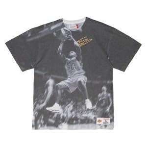 Mitchell & Ness Shaquille O'Neal Above The Rim Sublimated S/S Tee - Pánské - Triko Mitchell & Ness - Šedé - TCRW3401-LALYYSONWHIT - Velikost: M