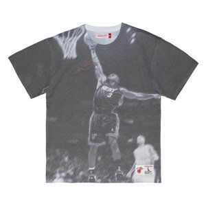 Mitchell & Ness NBA Dwyane Wade Above The Rim Sublimated S/S Tee - Pánské - Triko Mitchell & Ness - Šedé - TCRW3401-MHEYYDWAWHIT - Velikost: M