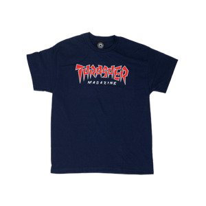 Thrasher Skate Mag Jagged Logo Short Sleeve Tee - Pánské - Triko Thrasher - Modré - 145081 - Velikost: M