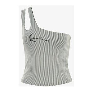 Karl Kani Small Signature Women One Shoulder Top Bi-Color Rib White/Black - Dámské - Triko Karl Kani - Bílé - 6131128 - Velikost: M