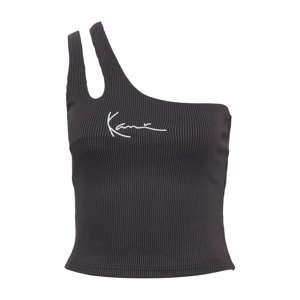 Karl Kani Small Signature Women One Shoulder Top Bi-Color Rib Black/Antha - Dámské - Triko Karl Kani - Černé - 6131129 - Velikost: S