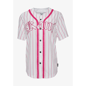 Karl Kani Woven Signature Old English Baseball Women Shirt White/Pink - Dámské - Košile Karl Kani - Bílé - 6133123 - Velikost: XS