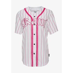 Karl Kani Woven Signature Old English Baseball Women Shirt White/Pink - Dámské - Košile Karl Kani - Bílé - 6133123 - Velikost: M