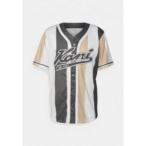 Karl Kani Varsity Striped Baseball Shirt Sand/Off White/Anthracite - Pánské - Triko Karl Kani - Vícebarevné - 6033476 - Velikost: M