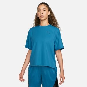 Nike Dri-FIT Wmns Warmup Tee Industrial Blue - Dámské - Triko Nike - Modré - FB7992-457 - Velikost: M