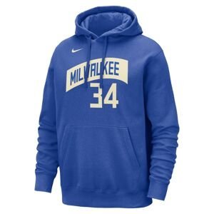 Nike NBA Milwaukee Bucks Giannis Antetokounmpo City Edition Club Hoodie - Pánské - Mikina Nike - Modré - FB4854-480 - Velikost: 2XL