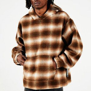 Pleasures Beyond Plaid Woven Hoodie Brown - Pánské - Mikina Pleasures - Hnědé - P23W004-BROWN - Velikost: L