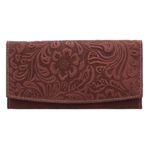Dámská kožená peněženka bordó se vzorem - Tomas Suave