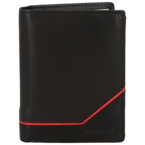 Pánská pevná kožená peněženka černá - Diviley Kainat Red