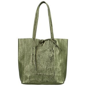 Dámská kožená kabelka zeleno/zlatá - Delami Vera Pelle Ernesta